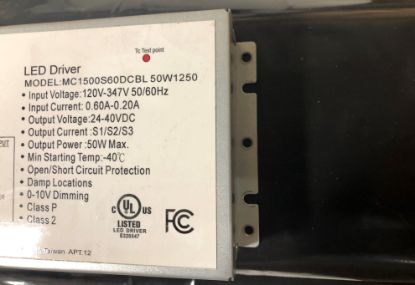 Picture of LED Driver, 60 watts, 25 - 42V DC Dimming 0-10V, Max. 1.5A, Damp Locations, 120-347V