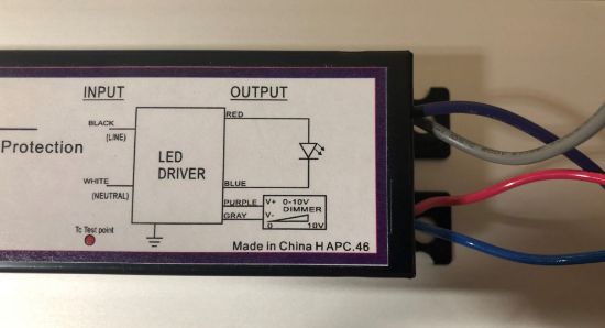 Picture of LED Driver, 100 watts, 28-36V DC Dimming 0-10V, Max. 2.3A, Damp Locations, 120M