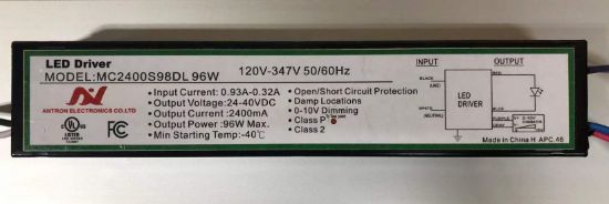 Picture of LED Driver, 100 watts,  Damp Location, Dimming 0-10V, Multi-Voltage 120-347V