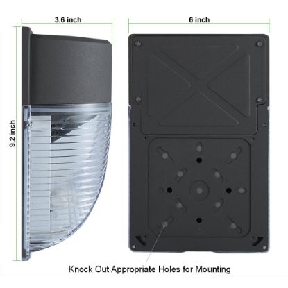 Picture of LED Mini Wall Pack, Pre-Select 3 Wattage 13-18-26 watts, Pre-Select 3 CCT 3000K-4000K-5000K, IP 65 Rated, 120-277V, with photo cell