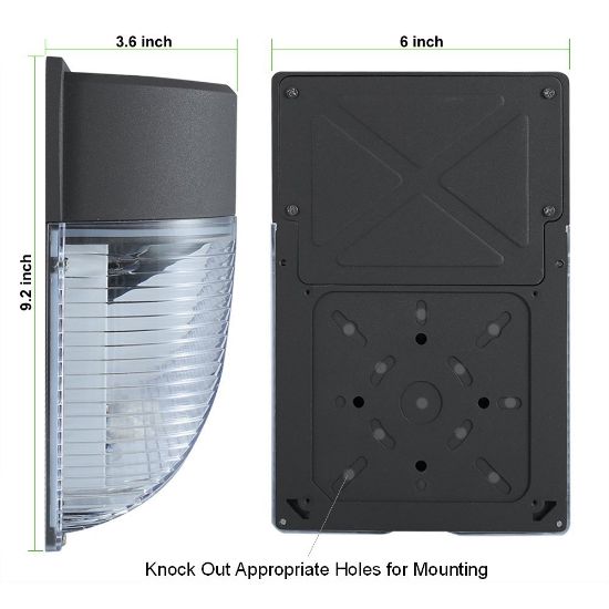 Picture of LED Mini Wall Pack, Pre-Select 3 Wattage 13-18-26 watts, Pre-Select 3 CCT 3000K-4000K-5000K, IP 65 Rated, 120-277V, with photo cell