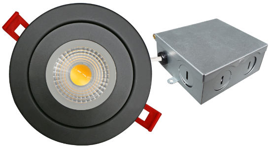 Picture of 4" LED Floating Gimbal, 9 watts, Pre-select 5 CCT, 740 lms, Dimmable 10-100%, 120V, Round, Black