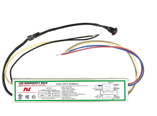 Picture of LED Emergency Pack, 10 watts, 15-55V DC, Min. 90 mins, Battery 6.4V, 120-347V, with wire lead