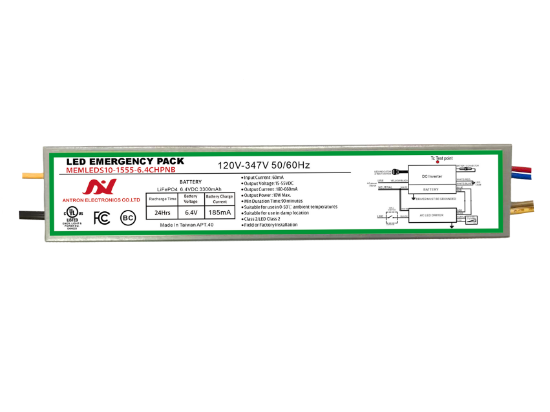 Picture of LED Emergency Pack, 10 watts, 15-55V DC, Min. 90 mins, Battery 6.4V, 120-347V, with wire lead