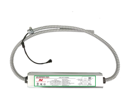 Picture of LED Emergency Pack, 20 watts, 15-55V DC, Min. 90 mins, Battery 9.6V, 120-347V, with Flexible Conduit