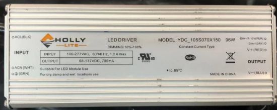 Picture of LED Driver, 96 watts,68-137V DC, Dimming 0-10V, Max. 1.20A, Damp Locations, 120-277V