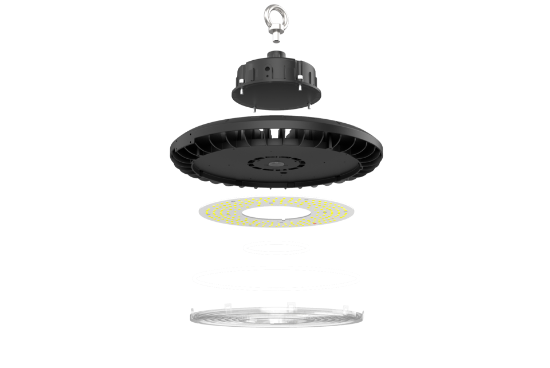 Picture of LED Highbay UFO Pro-Series, 150 watts, 5000K, 21917 lms, IP65 Rated, 10 ft Power Cord, Dimming 0-10V, 120-347V