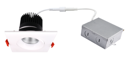Picture of 3.5'' Recessed Gimbal Downlight, 12 watts, 985 lms, CRI 90+, Pre-select 5 CCT, Triac Dimming, 120V, White, Square, Wet Location