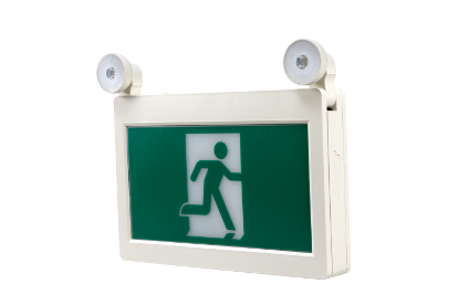 Picture of LED Running Man Exit Sign, with Battery backup Combo and Emergency Lighting, 120/347V, 1.2W each head, remote capable
