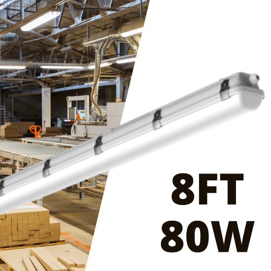 Picture of LED Vapor Tight IP65 Rated, 8 FT, 80 watts, 3 CCT 3.5K-4K-5K, 10400 lms, Dimming 0-10V, 120 - 347V