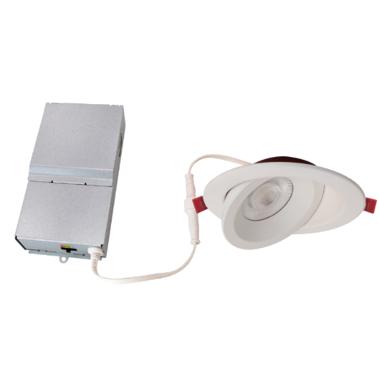 Picture of 4" LED Floating Gimbal, 2-hours Fire Rated, 9 watts, 738 lms, Pre-select 5CCT, Triac Dimming, 120V, Round, Damp Location, White