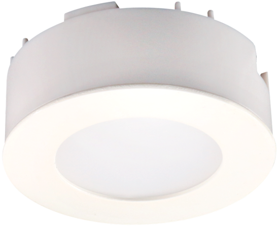 Picture of LED Puck Light, 3 watt, Pre-select 3CCT, Traic Dimmable, 200-240 lms, CRI 80, 12V DC, White with mounting ring