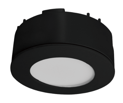 Picture of LED Puck Light, 3 watt, Pre-select 3CCT, Traic Dimmable, 200-240 lms, CRI 80, 12V DC, Black with mounting ring